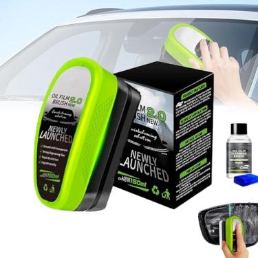 Imagem de TERFISE Limpador de vidro de para-brisa de carro, escova de limpeza de filme de óleo automotivo, visão de limpador de placa de limpeza de vidro para janelas de carros, remove filme de óleo