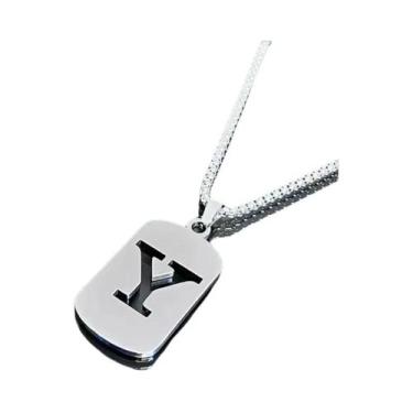 Imagem de Colar Com Pingente De Letra Do Alfabeto A-Z Em Aço Titânio Prateado Pa