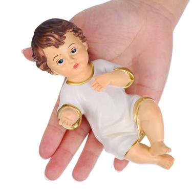 Imagem de Estatueta Do Menino Jesus - Estatueta de Resina de 15 Cm Do Santo Menino Jesus, Ornamento Religioso Católico Cristão Branco para Presépio de Natal, Decoração de Casa, Igreja E Oração.