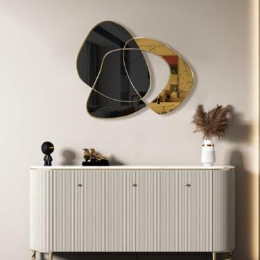 Imagem de Decoração de parede abstrata e geométrica de metal grande, arte de parede de metal abstrata, arte de parede, decoração de parede, estilo moderno e luxuoso, parede de metal para sala de estar