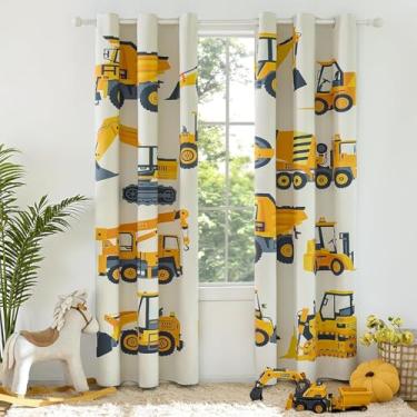 Imagem de PINNKKU Cortinas blackout de carros de caminhão para crianças, cortinas blackout 90% para quarto de meninos, 132 x 160 cm, cortinas escurecidas com isolamento térmico com ilhós, conjunto de 2 painéis