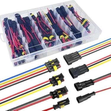 Imagem de Conjunto de 26 conectores 1/2/3/4 pinos conector à prova d'água macho e fêmea fio 20AWG adequado para carro, caminhão, barco, outras conexões de fio