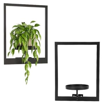 Imagem de Asixxsix Suporte para Plantas de Parede Com Porta-retratos, 2 Peças de Prateleiras Modernas para Janelas, Suporte de Exibição Com Material de Ferro, Cabide de Planta para Pendurar