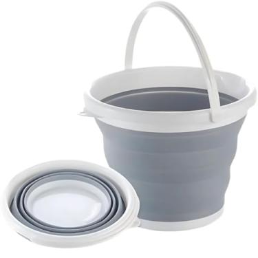 Imagem de Balde de Silicone Dobrável Retrátil 5 Litros Compacto Flexível Multiuso com Alça para Limpeza Cores Sortidas