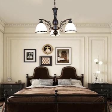 Imagem de Luminária pendente retrô em formato de galho para sala de estar, com altura ajustável em ferro forjado, 3 ou 5 lâmpadas, ideal para quartos, salas de jantar e salões de exposições (55 x 40 c