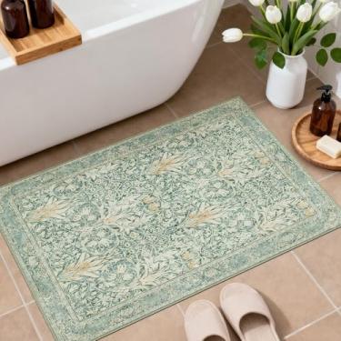 Imagem de WEZVIX Tapete de entrada floral vintage 5 x 7 cm, tapete macio antiderrapante para entrada, tapete de área pequena resistente a manchas para quarto, cozinha, lavanderia, banheiro