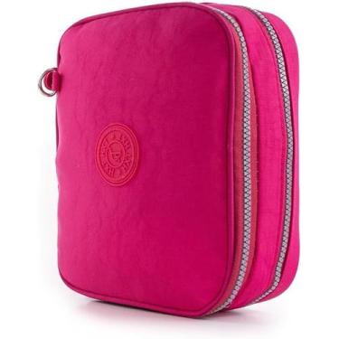 Imagem de Estojo Escolar Duplo em Nylon - Capacidade 24 Canetas - Resistente e O