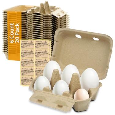 Imagem de HavRixor caixas de ovos de pato jumbo 20 pacotes - comporta até meia dúzia de ovos de 6 contagens recipiente em branco a granel caixas de ovos de polpa natural de espessura de papelão vazias