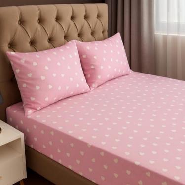 Imagem de Jogo de Lençol Casal 3 Peças Estampado 150 Fios com Elástico + Fronha de Zíper – Ideal para Cama Box e Padrão, Macio para Dormitório (Modelo - 6)