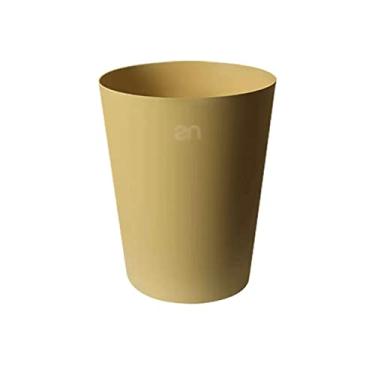 Imagem de KEG801302 Lixeira doméstica descoberta de plástico cesto de papel de cor sólida de grande diâmetro para lixeira de escritório e cozinha (amarelo, grande)