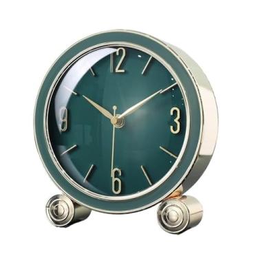 Imagem de Relógio de mesa simples para decoração de casa, silencioso, sem tique-taque, sala de estar, mesa de trabalho, relógio de luxo para sala de estar, quartos, escritório, cozinha, bancada interna (verde)