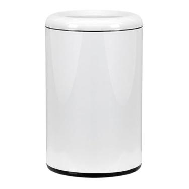 Imagem de Caixote do lixo, cesto de lixo de 8 litros com filtros de odor, cesto de lixo redondo moderno de aço inoxidável com anel de pressão e lixeira interna removível para cozinha (branca)