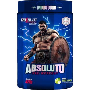 Imagem de Absolut Nutrition, Pré-treino complementado com Beta-alanina, Arginina, Taurina, e Cafeína, Sabor maçã verde, Absoluto Minotouro, 420 gramas