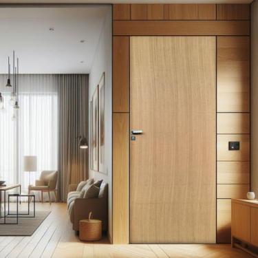 Imagem de Kit Porta de Madeira Lisa Angelim 210x92cm Batente 18cm Uniportas Aber