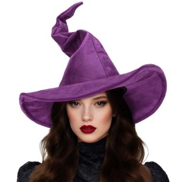 Imagem de Cossoul Chapéu de feiticeiro adulto Halloween bruxa acessórios de fantasia de bruxa (roxo)