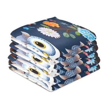 Imagem de Wassud Toalhas de cozinha três corujas toalhas de prato de cozinha pacote com 6 panos de prato macios com laço para pendurar toalha de mão super absorvente de secagem rápida toalhas de chá de mesa