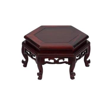 Imagem de x3anggyt5 Banqueta hexagonal para decoração de casa, base de exibição de madeira, suporte de plantador de bonsai para decoração de escritório em casa, aplicação interna (grande)
