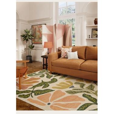 Imagem de Warmstar Tapete de área 20 × 25 para sala de estar, tapete lavável para área grande, antiderrapante, forro de borracha termoplástica, estampa floral, lã sintética, vintage, para sala de estar, quarto