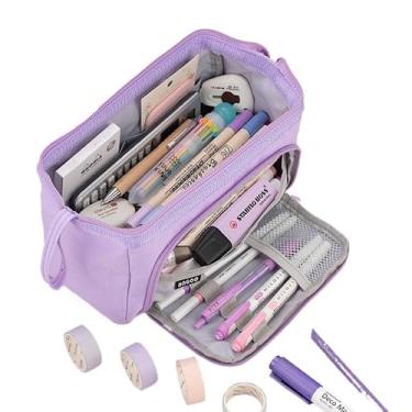 Imagem de Estojo De Lápis Caneta Esferográfica De Papelaria Armazenamento Portátil De Grande Capacidade(Lilás)