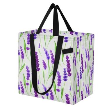 Imagem de CEBUGI Sacolas de compras reutilizáveis de lavanda roxa sacola dobrável com alças de grande capacidade para compras roupas piquenique