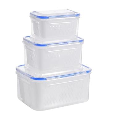 Imagem de Recipientes De Armazenamento De Frutas Para Frigorífico - À Prova De Vazamento E Empilhável - Recipientes Para Vegetais No Refrigerador | Para Casa Cozinha Despensa Frigorífico Almoço Jantar Acampamen