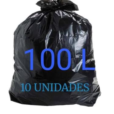 Imagem de Saco de Lixo Reforçado Preto, 100 Litros, Pacote com 10 Unidades