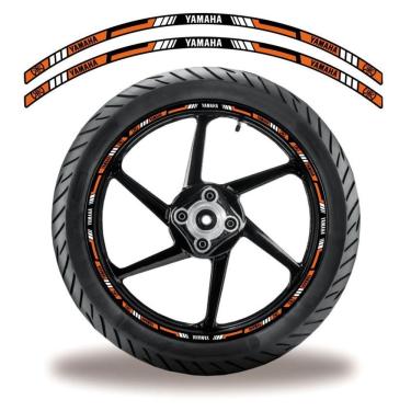 Imagem de Adesivo Refletivo Friso Roda Moto Yamaha Laranja Laranja Branco 2