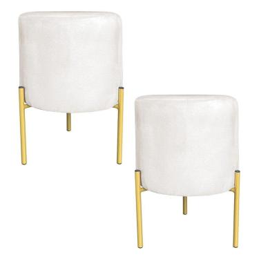 Imagem de Kit 2 Puffs Decorativo Soren Suede Pés De Ferro Dourado - Pallazio Cor Vermelho