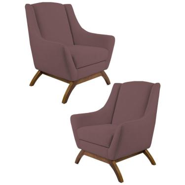 Imagem de Kit 2 Poltronas  Base Madeira Juliet B-305 Veludo Rosê