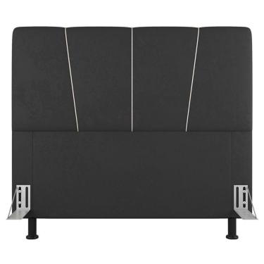 Imagem de Cabeceira Cama Box Casal Queen Size Amber 160cm Estofada Suede Cinza Escuro - Abmaza