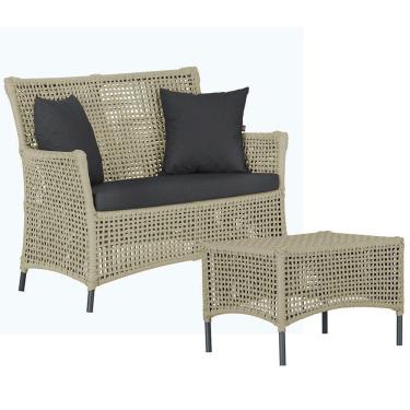 Imagem de 1 Sofá E Mesa Igapó Alumínio Preta Corda Náutica E11 Trama Rami