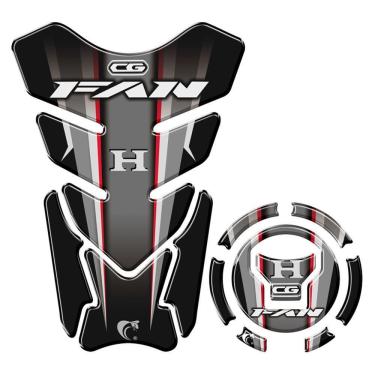 Imagem de Kit Adesivo Protetor De Tanque E Bocal Honda Fan + 2018 Preto Preto