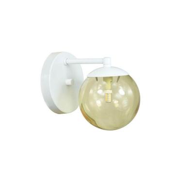 Imagem de Arandela Figo Branco Globo Esfera De Vidro âmbar