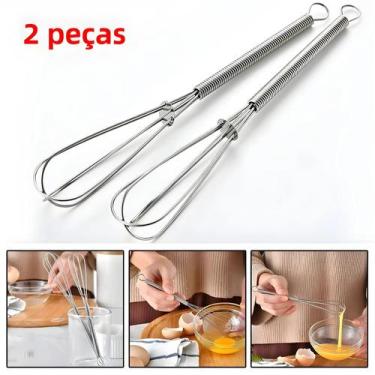 Imagem de Mini Batedor De Arame De Aço Inoxidável 2 Peças, Batedor Manual De Ovo