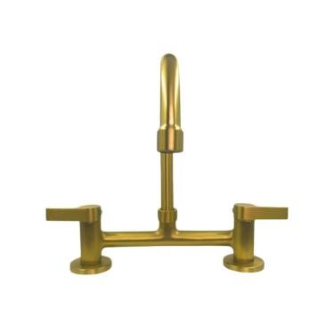 Imagem de Torneira Bica Baixa Geométrica Duplo Comando Dourado