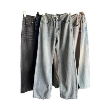 Imagem de Calça Jeans Feminina Y2K Clássica Reta De Cintura Alta Lavada Outono I