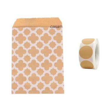 Imagem de Sacos De Papel Kraft Marrom 25un Com Bolinhas Brancas Para Embalagem D