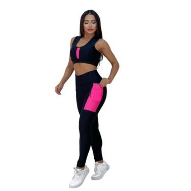 Imagem de Legging com Bolsos Poliamida Spandex PINA P M G GG, M, Rosa