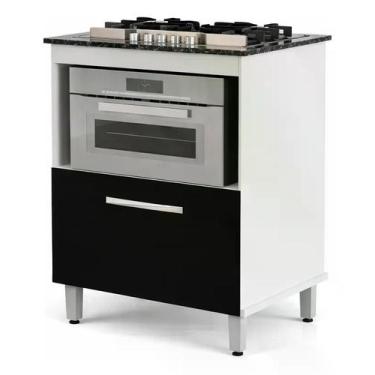 Imagem de Balcão Cooktop 4/5 Bocas Porta Basculante Espaço Forno Branco/preto/ma