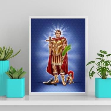 Imagem de Quadro Decorativo Santo Expedito 33X24Cm - Com Vidro Branca - Quadros 