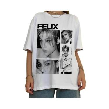 Imagem de Camiseta De Algodão Com Design Kpop Unissex, FELIX Homeless Children, 