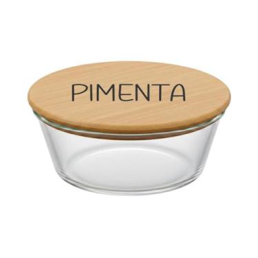 Imagem de Pote Hermético Redondo Vidro e Tampa de Bambu (630 ml) Pimenta - Casa 