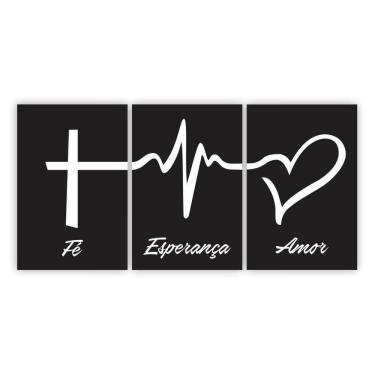Imagem de Quadros Decorativos Mosaico Fé, Esperança, Amor 180X60Cm