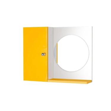 Imagem de Armário para Banheiro com Espelho Redondo Amarelo