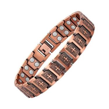 Imagem de Pulseira De Terapia Magnética De Cobre Puro Masculina, 3500 Gauss, 3X 
