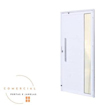 Imagem de Porta lambril branca com vidro lateral e puxador inox - Comercial Port