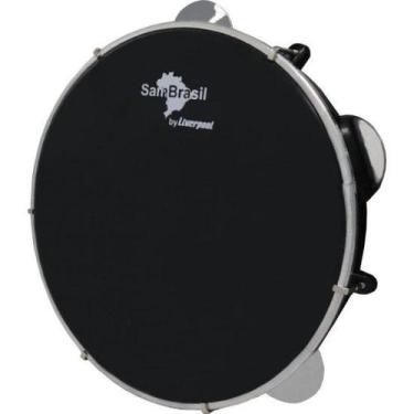 Imagem de Pandeiro 10 Premium Pele Preta SamBrasil Liverpool Preto F002