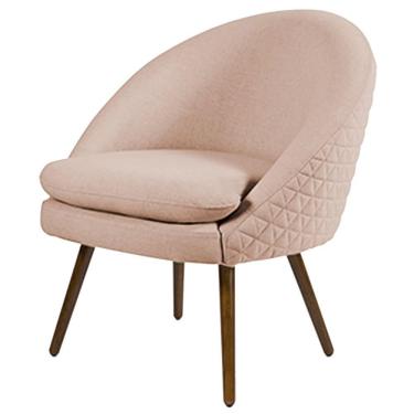 Imagem de Poltrona Pés Palito Rafa C105 Linho Tressê Rosê Domi
