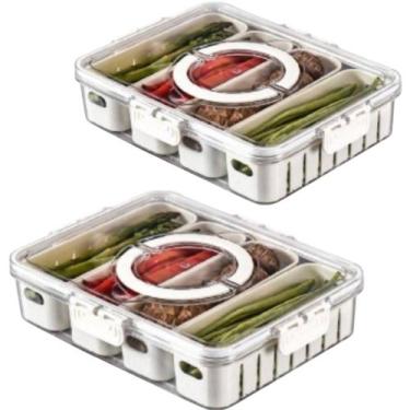Imagem de Kit 2 Pote Organizador de Geladeira Hermético Multiuso 4 Divisórias Co