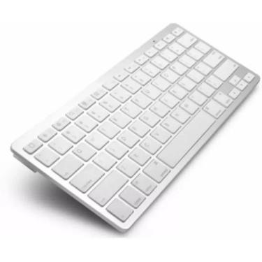 Imagem de Teclado Sem Fio Bluetooth Universal Pc Tablet Celular Not (Branco) - M